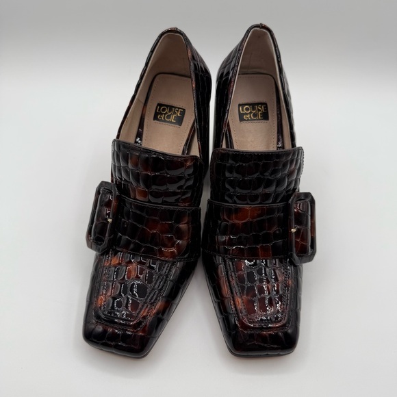 Louise Et Cie Ovidio Loafer Elegant Brown Croc Embossed Block Heel Loafers SZ6.5 - Picture 17 of 17